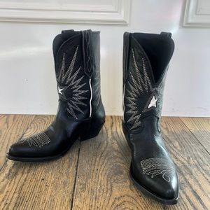 Golden Goose Black Wish Star Low cowboy boot!